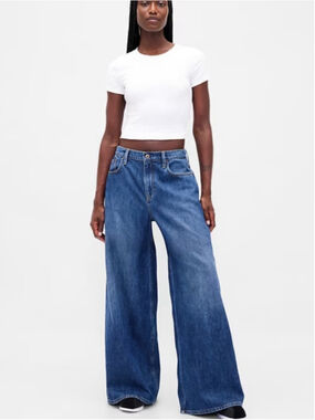 Gap Low Slung Extra Baggy Jeans in Medium Indigo Sz 18